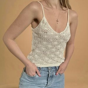 tan crochet tank forever 21 size small